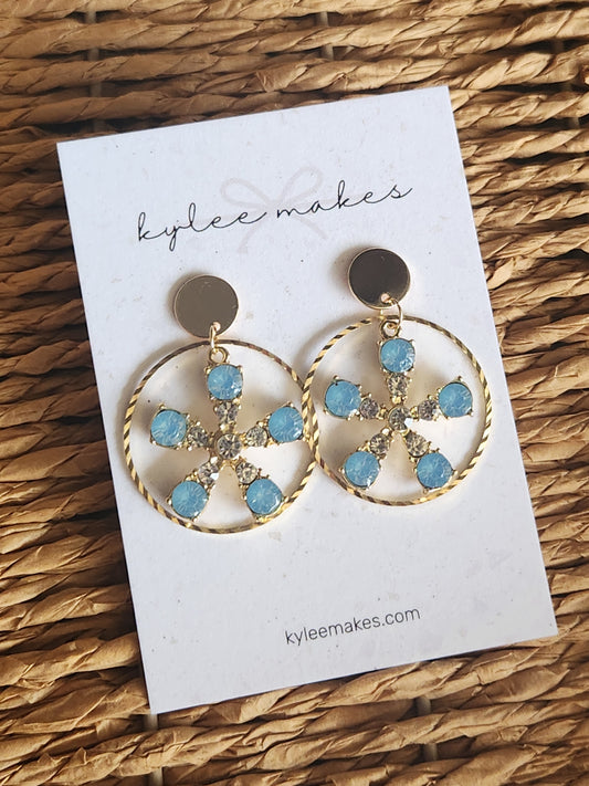 Dangle Earrings | Blue Gem Flower