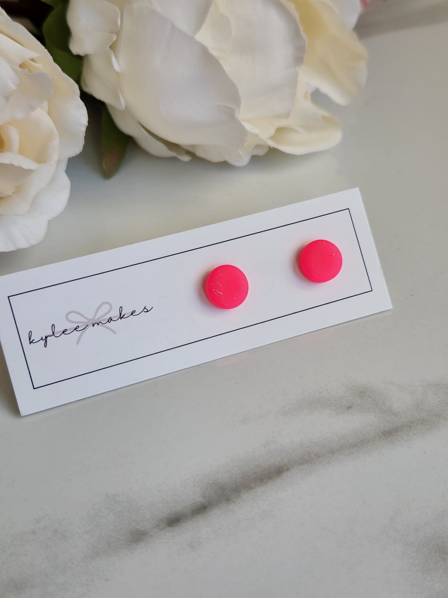 Electric Pink Stud Earrings