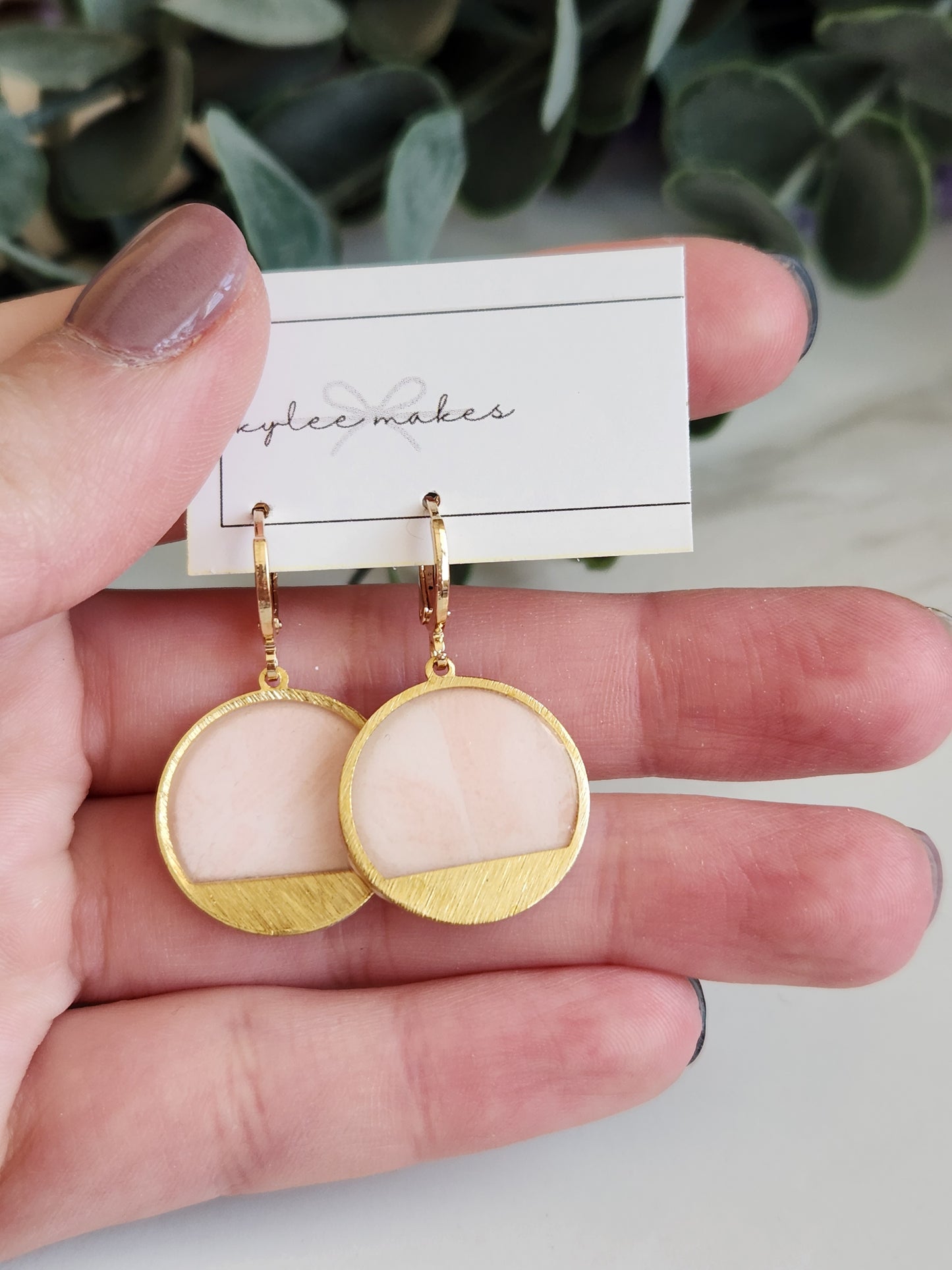 Pale Pink Huggie Dangles