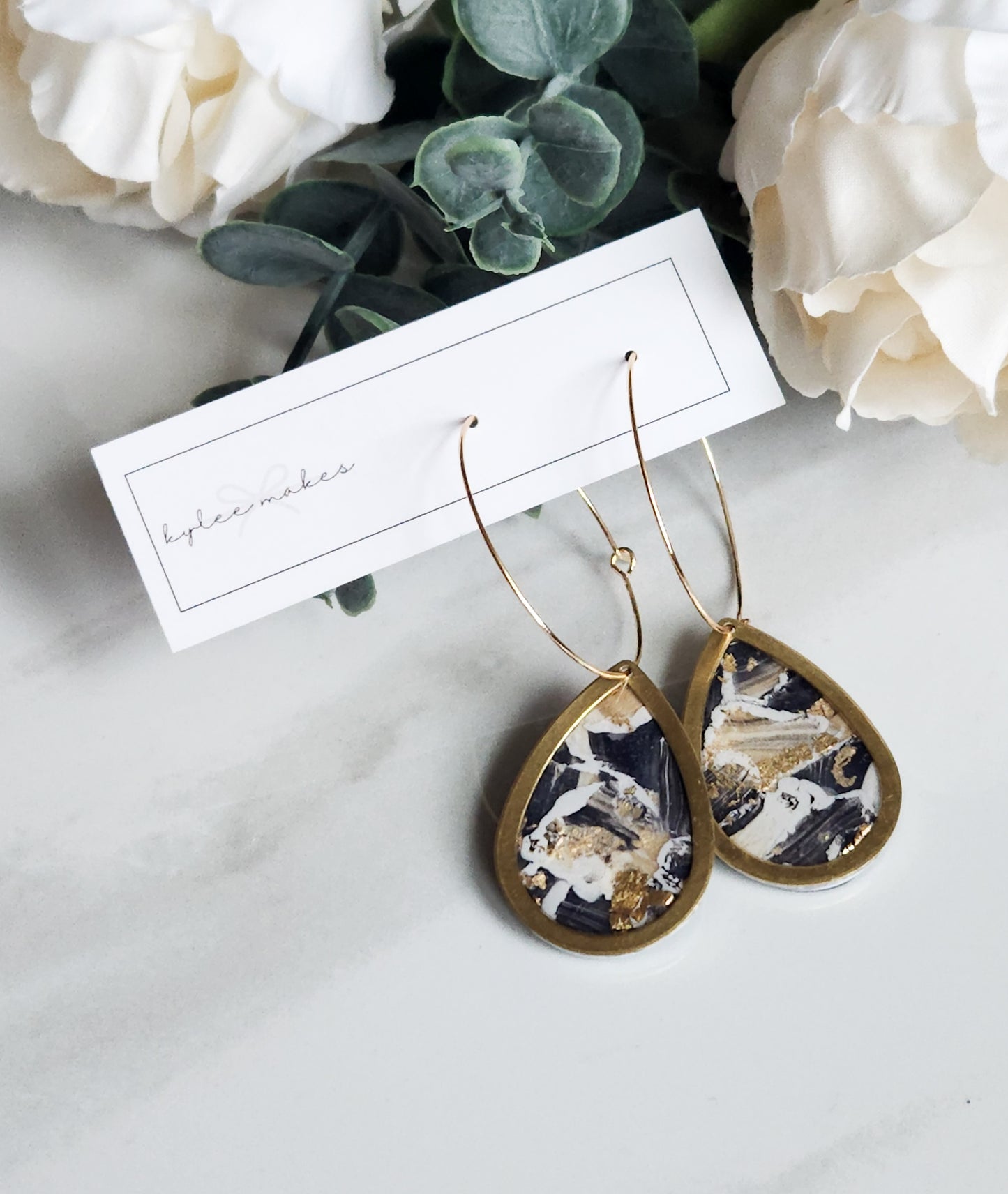 Black & Gold Marbled Hoops