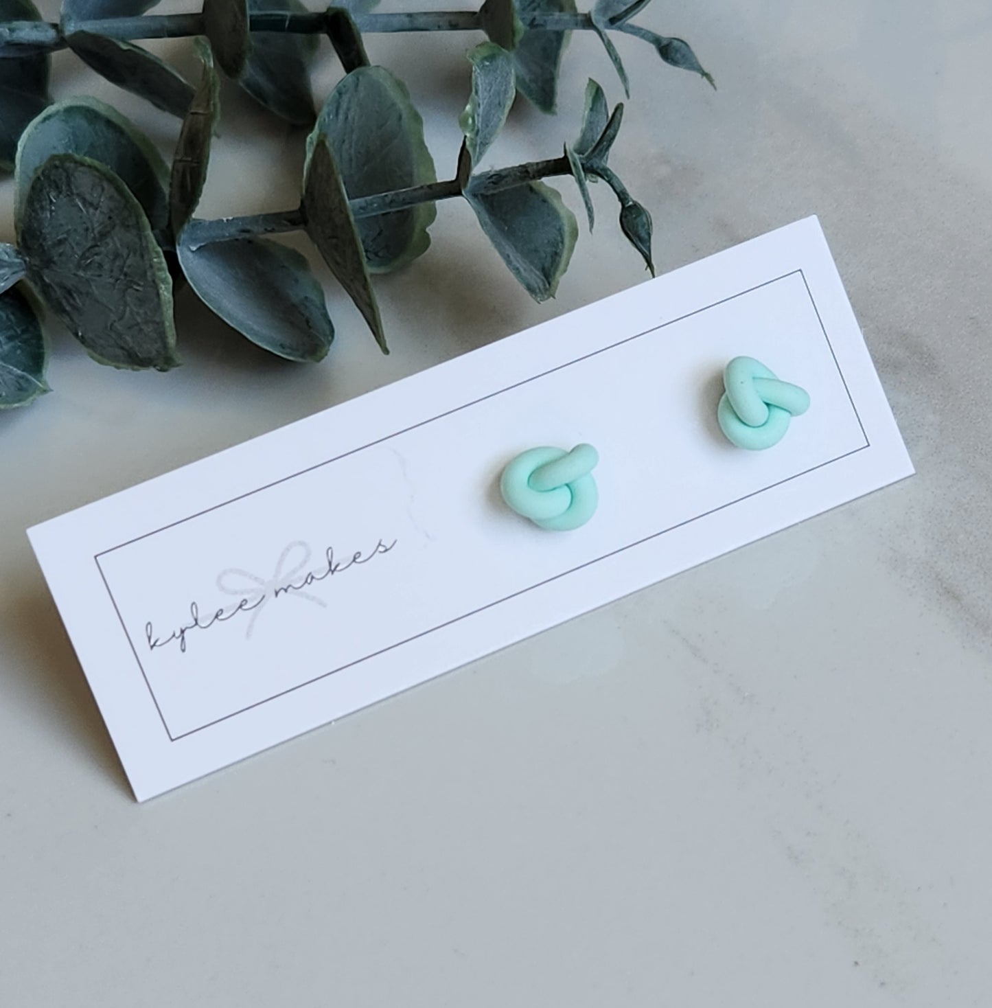 Tiny Mint Knot Studs