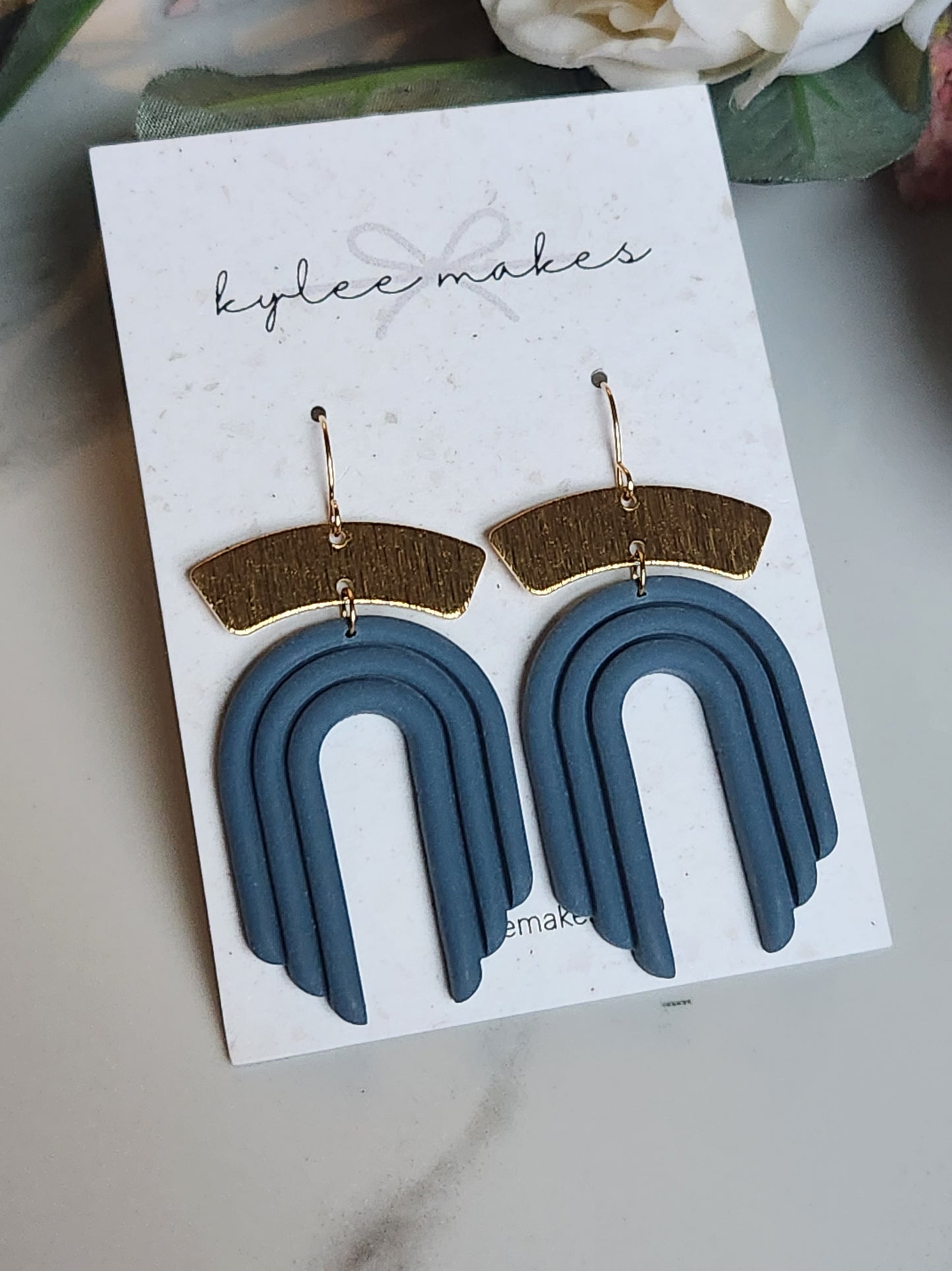 Blue Arch Dangle Earrings
