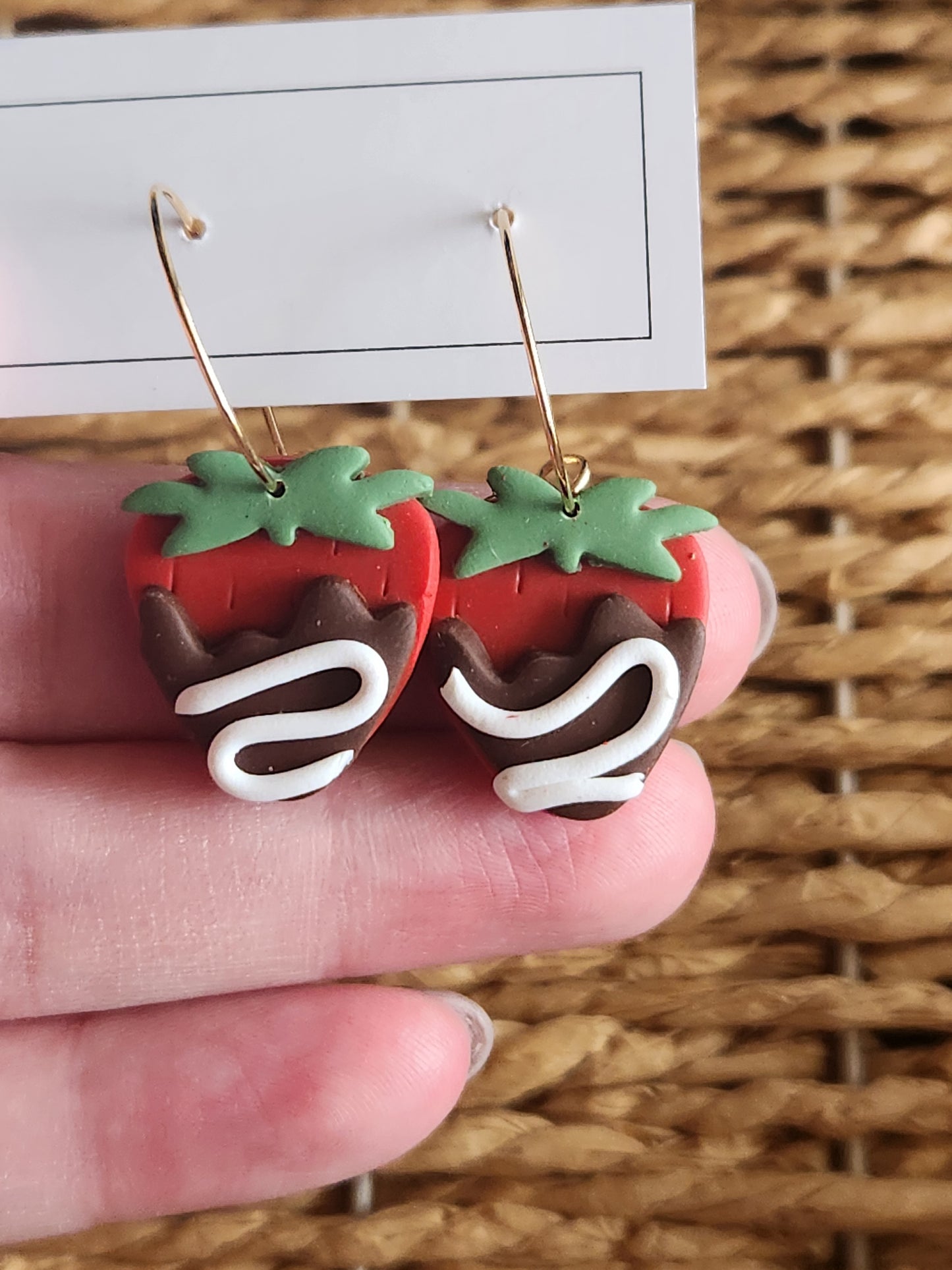 Valentine's Day Dangle Earrings | Chocolate Strawberries