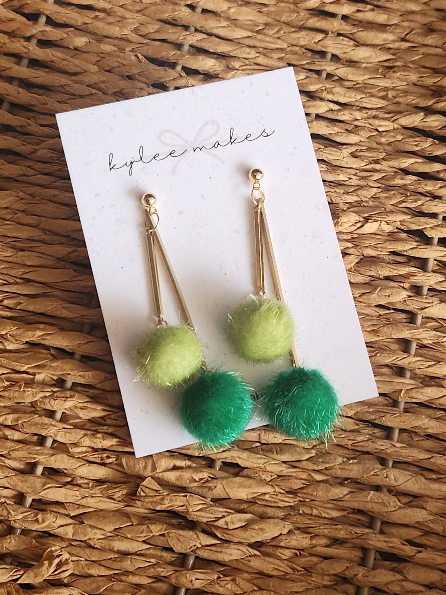 Green Fuzzy Dangle Earrings | St. Patrick's Day