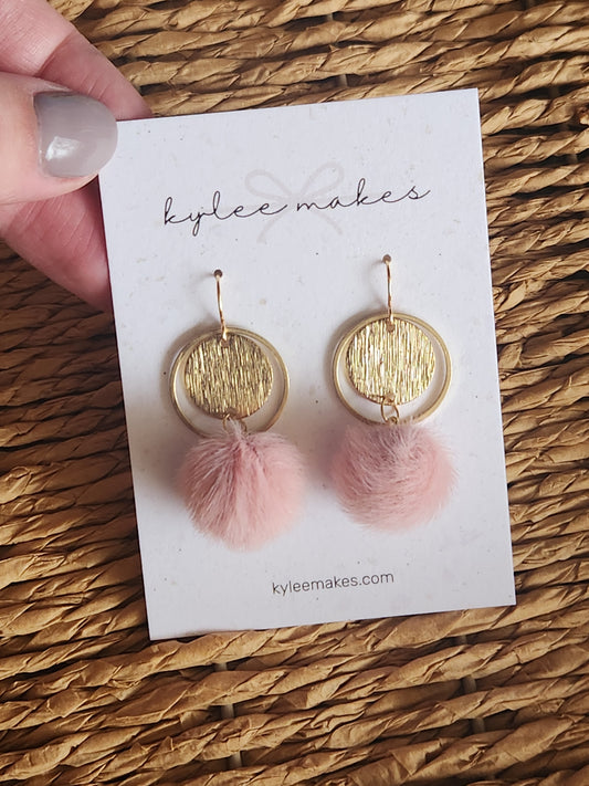 Pink Fuzzy Dangle Earrings