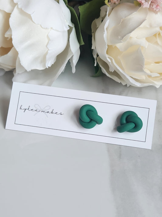 Green Knot Stud Earrings