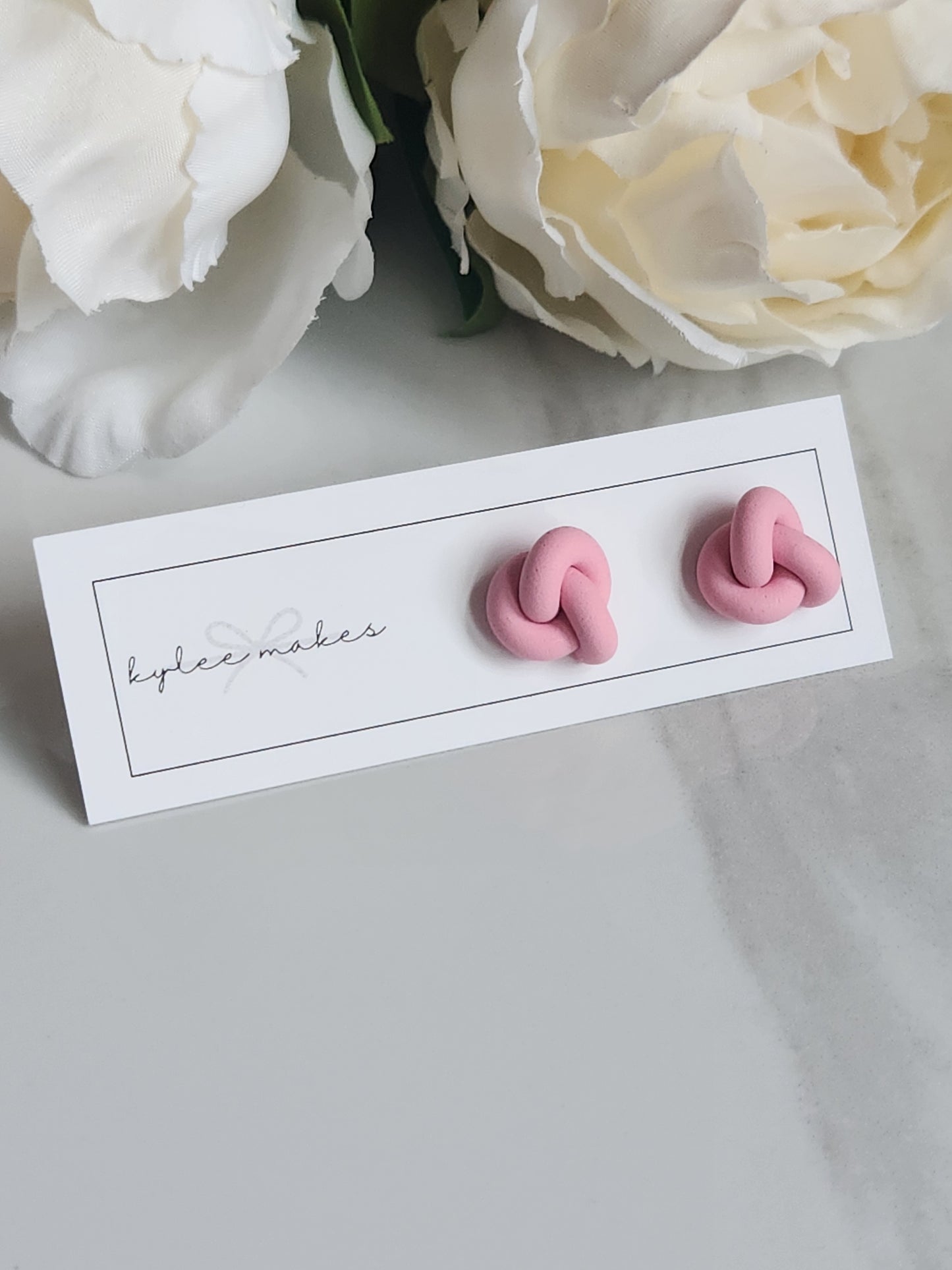 Pink Knot Stud Earrings