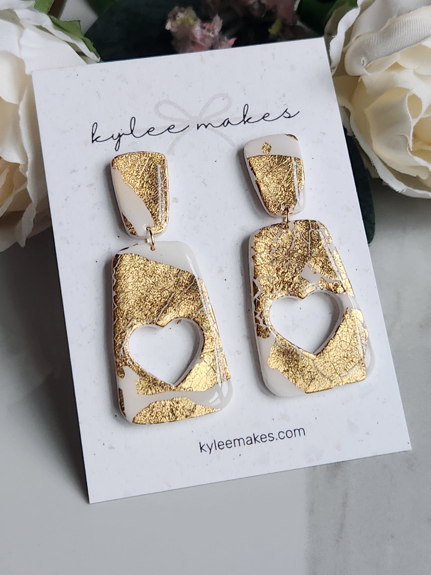 Gold Valentine's Dangle Earrings