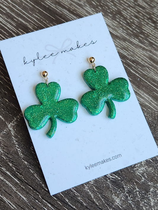 Glitter Shamrock Dangles