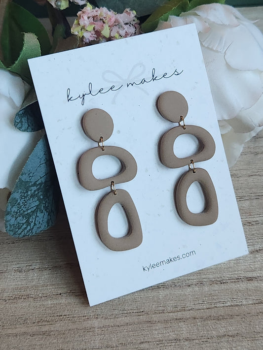 Tan Organic Shape Dangle Earrings