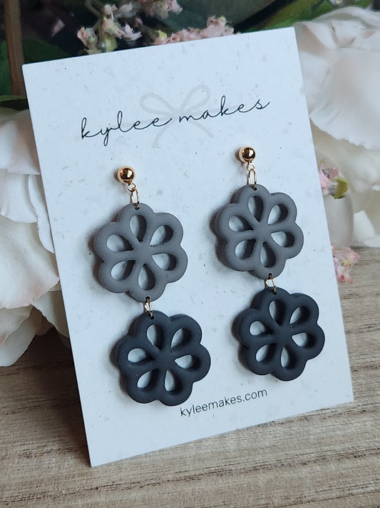 Neutral Floral Dangle Earrings