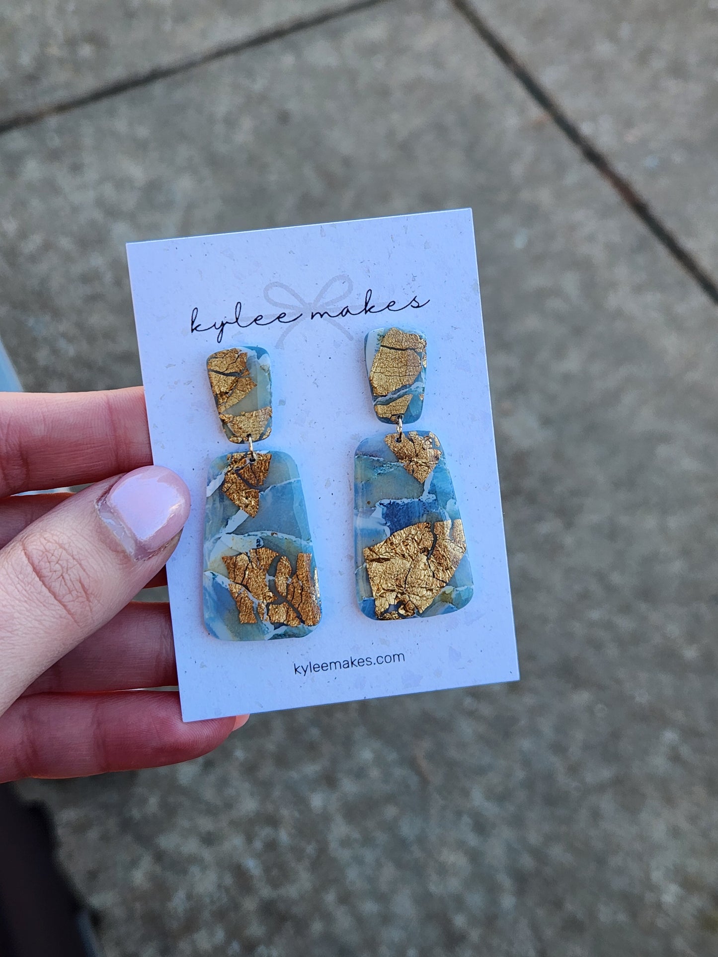 Blue Green Gold Marbled Dangles