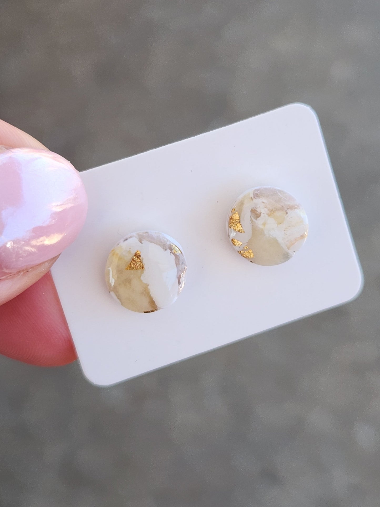 Marbled Neutral Circle Stud