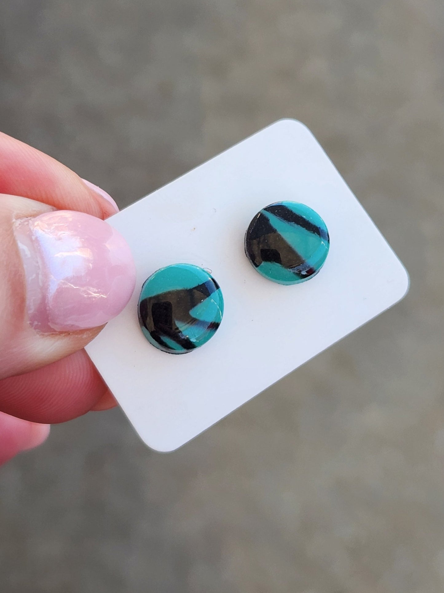 Turquoise/Black Circle Stud