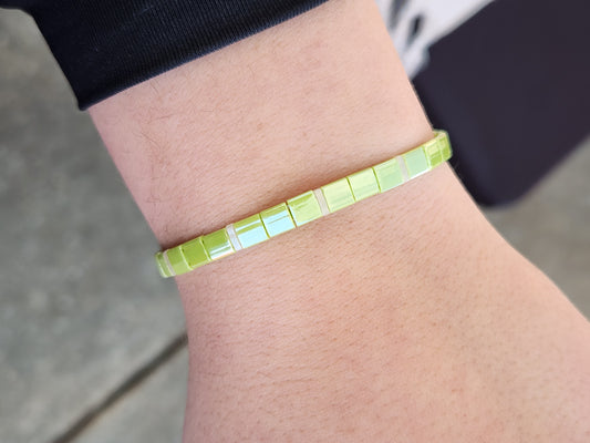 Lime Tila Bead Bracelet