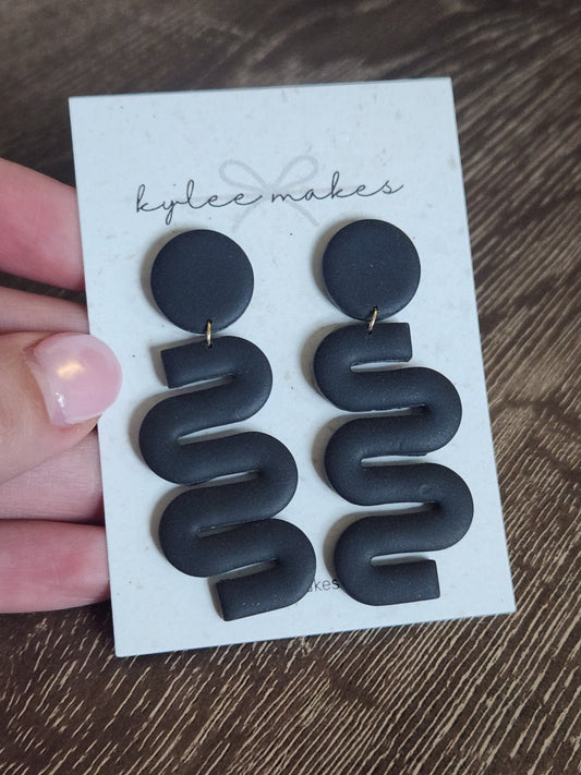 Black Squiggle Statement Dangles