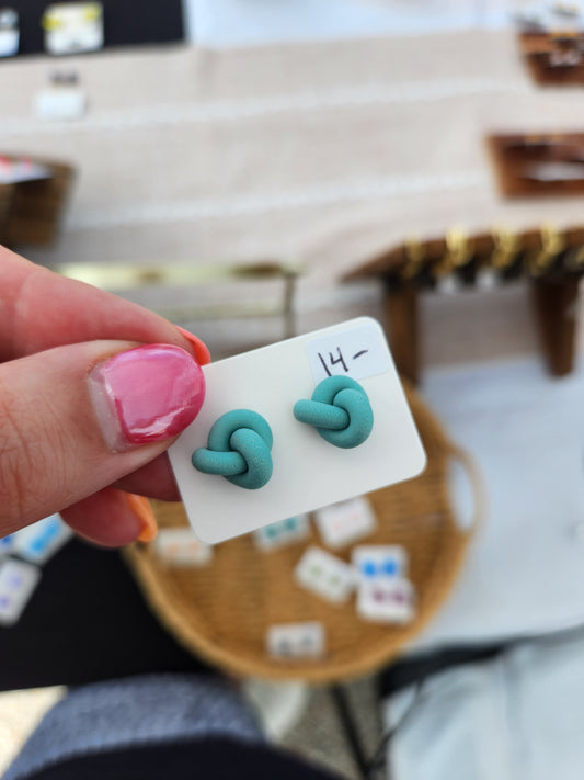 Teal Knot Stud Earrings