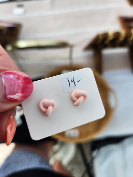 Pale Pink Mini Knot Stud Earrings