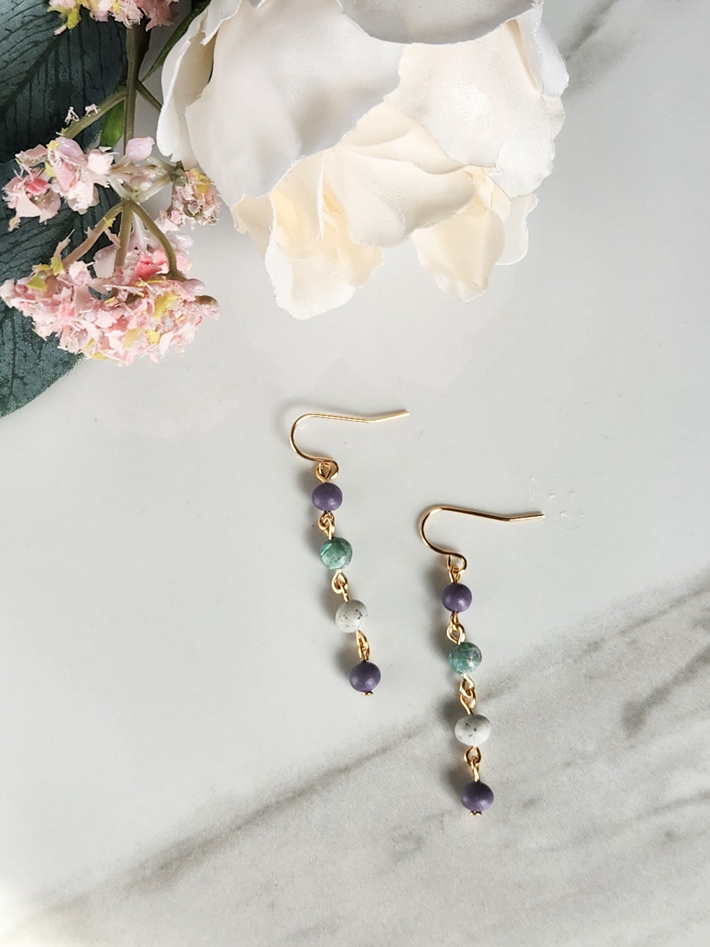 Dainty Clay Beaded Dangle Earrings