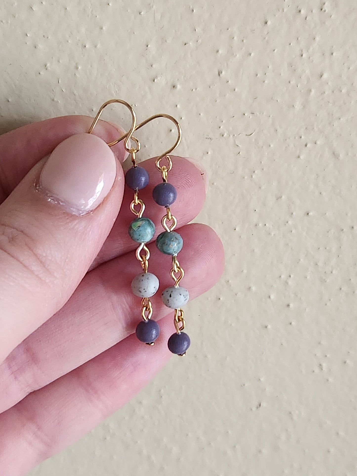 Dainty Clay Beaded Dangle Earrings