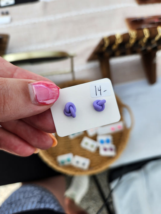 Purple Mini Knot Stud Earrings