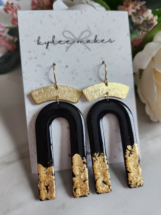 Black & Gold Statement Arch Dangles
