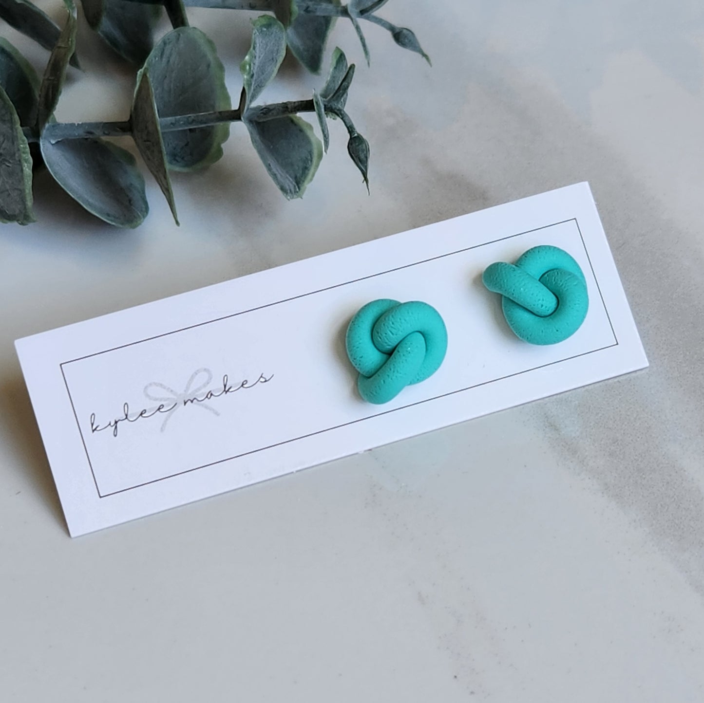 Bright Teal Knot Studs