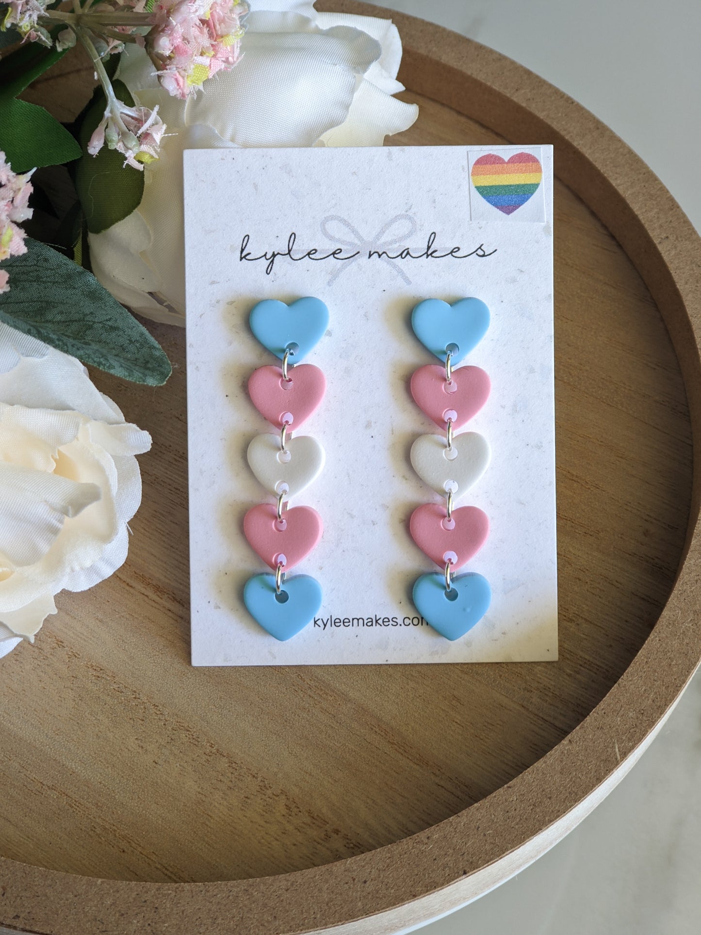 Trans Pride Heart Dangles