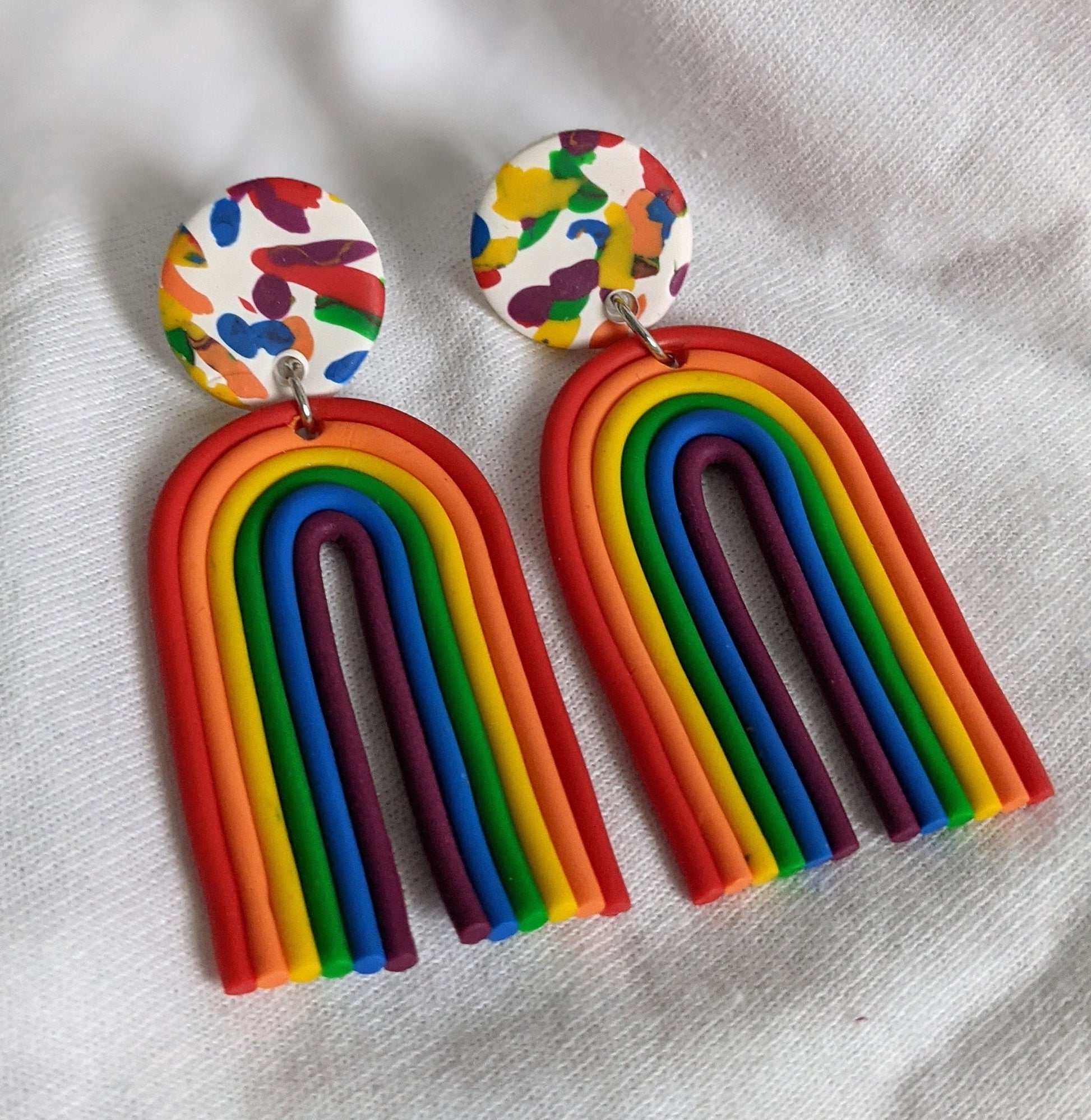rainbow clay earring