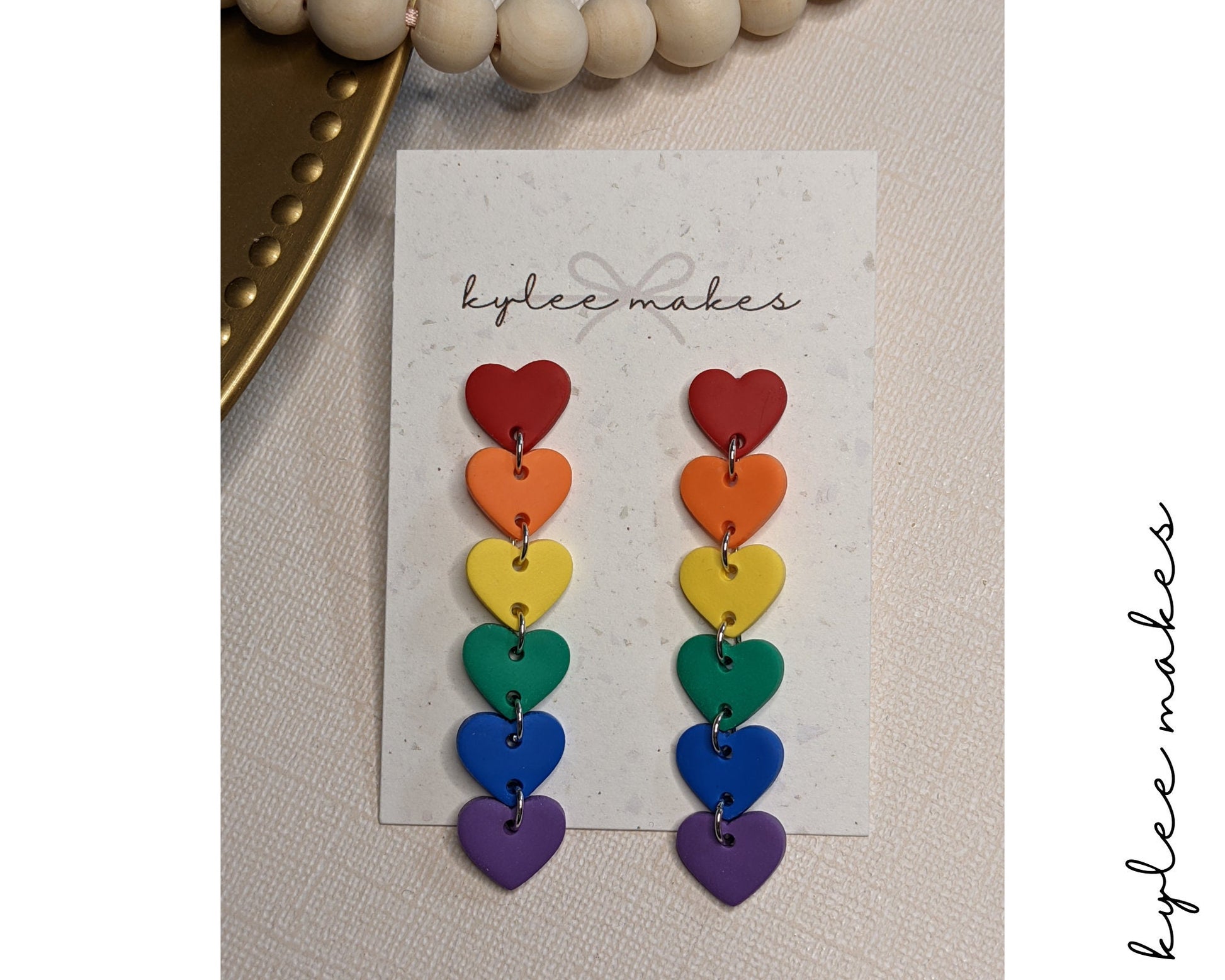 rainbow heart dangles