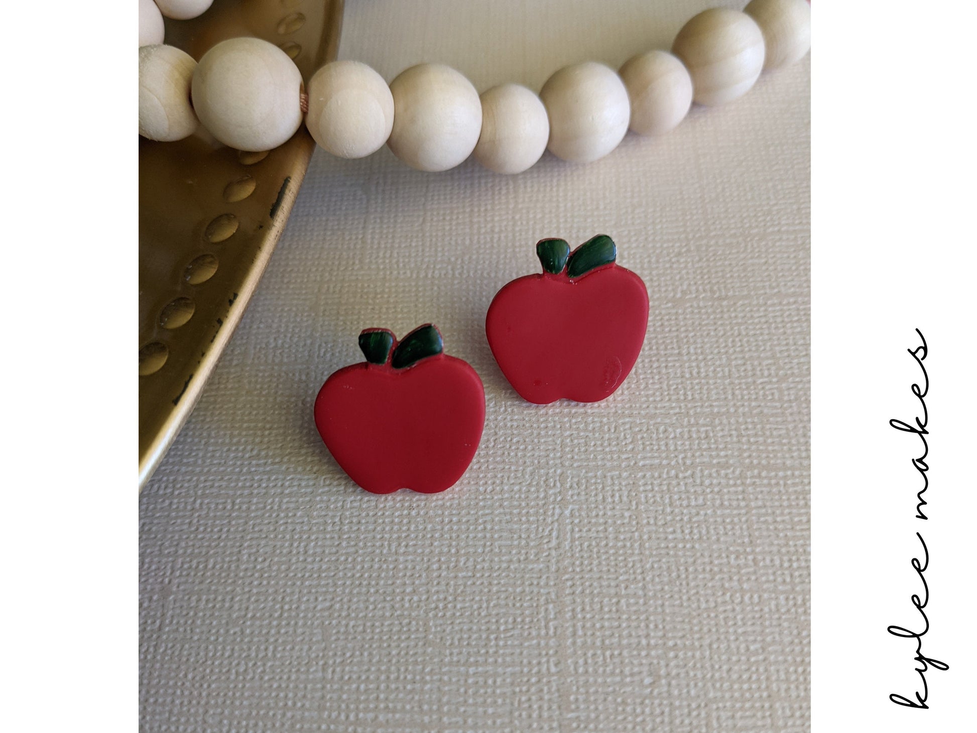 clay apple earrings